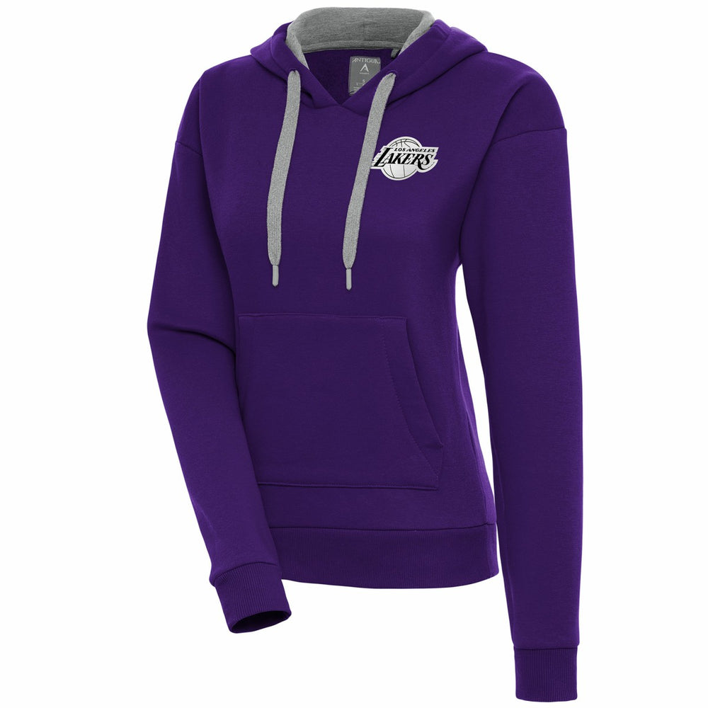 Los Angeles Lakers Antigua Women's Brushed Metallic Victory Pullover Hoodie - Purple