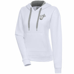 Miami Heat Antigua Women's Brushed Metallic Victory Pullover Hoodie - White