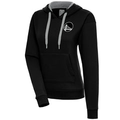 Golden State Warriors Antigua Women's Brushed Metallic Victory Pullover Hoodie - Black