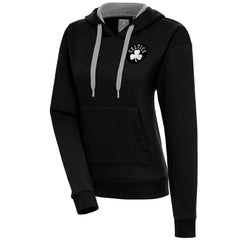 Boston Celtics Antigua Women's Brushed Metallic Victory Pullover Hoodie - Black