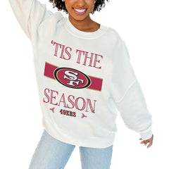 San Francisco 49ers Gameday Couture Women's Oversized Take A Holiday Pullover Sweatshirt - White Pullover