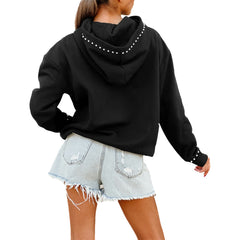 Green Bay Packers Gameday Couture Women's Oversized Catch the Vibe Studded Pullover Hoodie - Black Hoodies