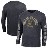 Vegas Golden Knights Champion Multi-Logo Tri-Blend Long Sleeve T-Shirt - Black | US 200838098
