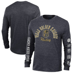 Vegas Golden Knights Champion Multi-Logo Tri-Blend Long Sleeve T-Shirt - Black | US 200838098