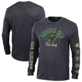 Minnesota Wild Champion Multi-Logo Tri-Blend Long Sleeve T-Shirt - Heather Black | US 200838107