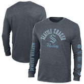 Seattle Kraken Champion Multi-Logo Tri-Blend Long Sleeve T-Shirt - Heather Navy | US 200838109