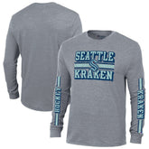 Seattle Kraken Champion Tri-Blend Dual-Stripe Long Sleeve T-Shirt - Heather Gray | US 200838112