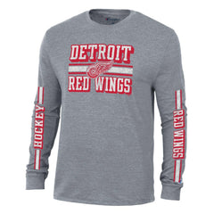 Detroit Red Wings Champion Tri-Blend Dual-Stripe Long Sleeve T-Shirt - Heather Gray | US 200838115