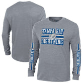 Tampa Bay Lightning Champion Tri-Blend Dual-Stripe Long Sleeve T-Shirt - Heather Gray | US 200838117