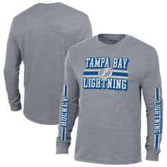 Tampa Bay Lightning Champion Tri-Blend Dual-Stripe Long Sleeve T-Shirt - Heather Gray | US 200838117