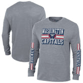 Washington Capitals Champion Tri-Blend Dual-Stripe Long Sleeve T-Shirt - Heather Gray | US 200838121
