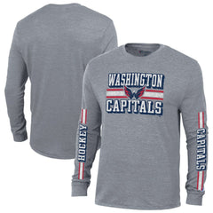 Washington Capitals Champion Tri-Blend Dual-Stripe Long Sleeve T-Shirt - Heather Gray | US 200838121