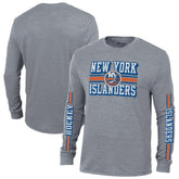 New York Islanders Champion Tri-Blend Dual-Stripe Long Sleeve T-Shirt - Heather Gray | US 200838122