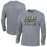 Vegas Golden Knights Champion Tri-Blend Dual-Stripe Long Sleeve T-Shirt - Heather Gray | US 200838124