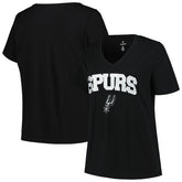 San Antonio Spurs Profile Women's Plus Size Arch Over Logo V-Neck T-Shirt Black