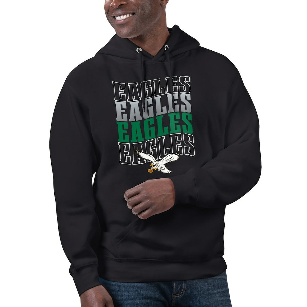 Philadelphia Eagles Starter Unisex Throwback Name Drop Pullover Hoodie - Black Hoodies