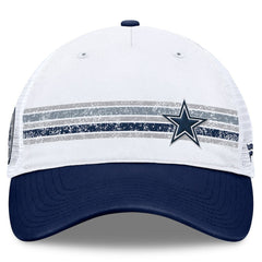Dallas Cowboys Fundamentals Flawless Stripe Trucker Adjustable Hat - White/Navy Hats