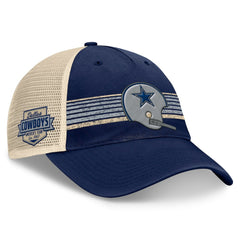 Dallas Cowboys Retro Fundamentals Stripes Trucker Adjustable Hat - Navy/Natural Hats