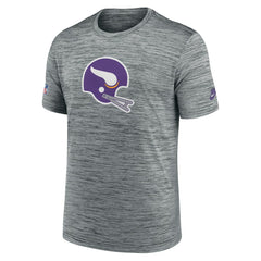 Minnesota Vikings Sideline Velocity Throwback Logo Dri-FIT T-Shirt - Gray T-shirts