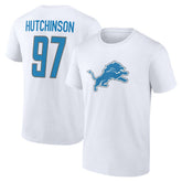 Aidan Hutchinson Detroit Lions Icon Player Name & Number T-Shirt - White T-shirts