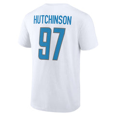 Aidan Hutchinson Detroit Lions Icon Player Name & Number T-Shirt - White T-shirts