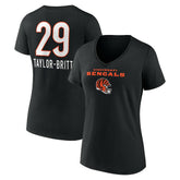 Cam Taylor-Britt Cincinnati Bengals Women's Team Wordmark Player Name & Number V-Neck T-Shirt - Black T-shirts