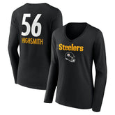 Alex Highsmith Pittsburgh Steelers Women's Team Wordmark Player Name & Number Long Sleeve V-Neck T-Shirt - Black T-shirts