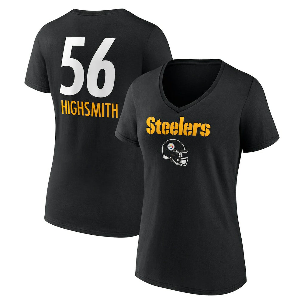 Alex Highsmith Pittsburgh Steelers Women's Team Wordmark Player Name & Number V-Neck T-Shirt - Black T-shirts
