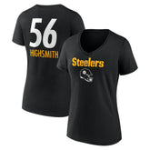 Alex Highsmith Pittsburgh Steelers Women's Team Wordmark Player Name & Number V-Neck T-Shirt - Black T-shirts