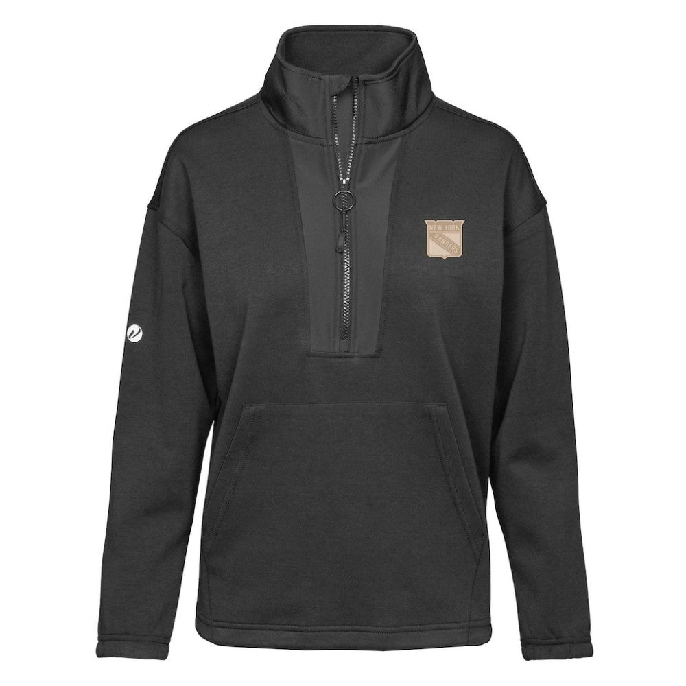 New York Rangers Levelwear Women's Await Quarter-Zip Pullover Top - Black | US 200855294
