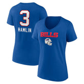 Damar Hamlin Buffalo Bills Women's Team Wordmark Player Name & Number V-Neck T-Shirt - Royal T-shirts