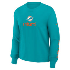 Miami Dolphins Women's Boxy Long Sleeve T-Shirt - Aqua T-shirts