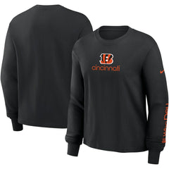 Cincinnati Bengals Women's Boxy Long Sleeve T-Shirt - Black T-shirts