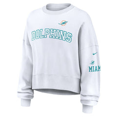 Miami Dolphins Women's Oversized Pullover Sweatshirt - White Pullover