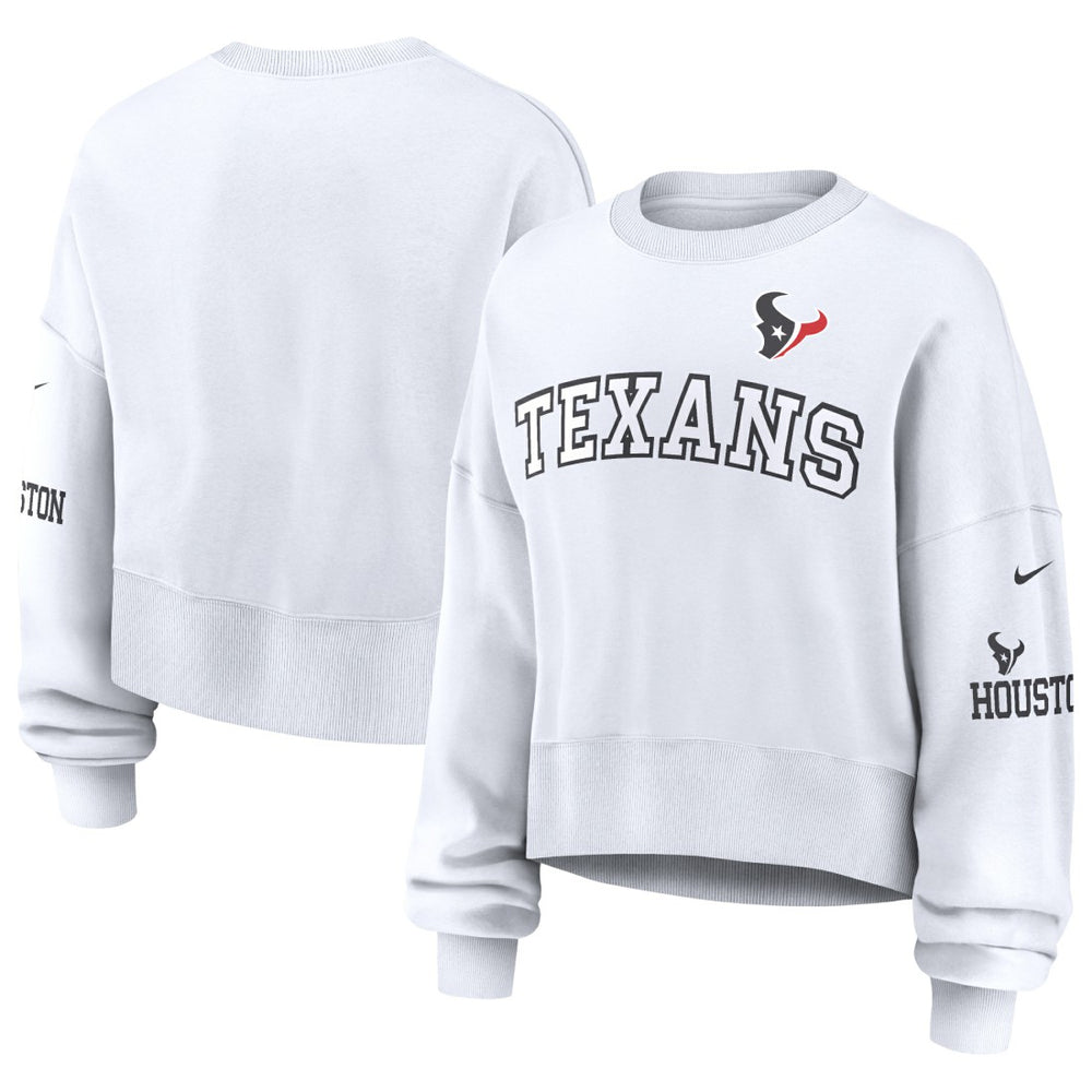 Houston Texans Women's Oversized Pullover Sweatshirt - White Pullover