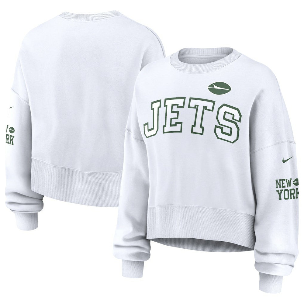 New York Jets Women's Oversized Pullover Sweatshirt - White Pullover