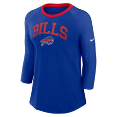 Buffalo Bills Women's 3/4 Sleeve Raglan Fashion Top - Royal Tops
