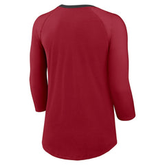 Arizona Cardinals Women's 3/4 Sleeve Raglan Fashion Top - Cardinal Tops