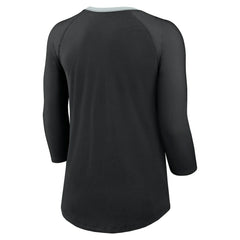 Las Vegas Raiders Women's 3/4 Sleeve Raglan Fashion Top - Black Tops