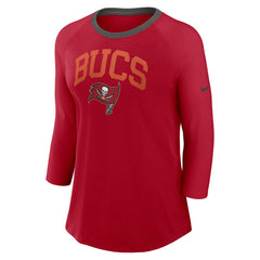 Tampa Bay Buccaneers Women's 3/4 Sleeve Raglan Fashion Top - Red Tops