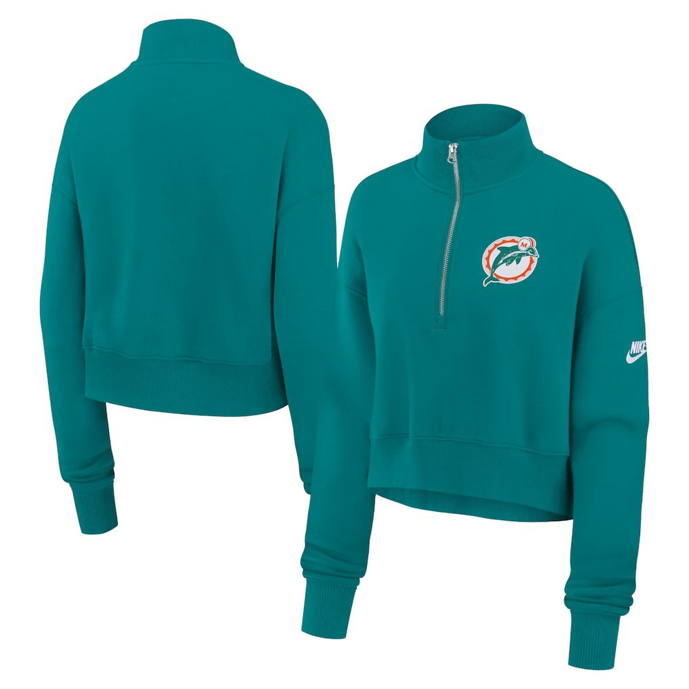 Miami Dolphins Women's Rewind Phoenix Half-Zip Sweatshirt - Aqua Sweatshirts