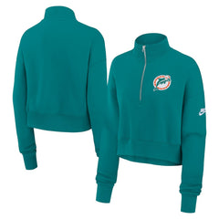 Miami Dolphins Women's Rewind Phoenix Half-Zip Sweatshirt - Aqua Sweatshirts