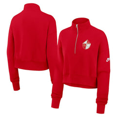 San Francisco 49ers Women's Rewind Phoenix Half-Zip Sweatshirt - Scarlet Sweatshirts