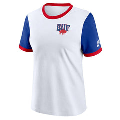 Buffalo Bills Women's Rewind Ringer T-Shirt - White/Royal T-shirts