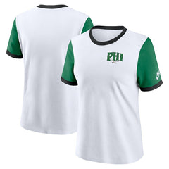 Philadelphia Eagles Women's Rewind Ringer T-Shirt - White/Kelly Green T-shirts