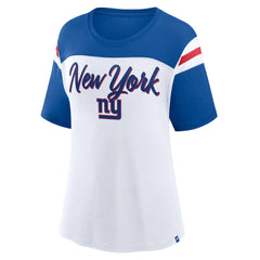 New York Giants Women's Cheer Chant Fashion Crop Top - White/Royal Tops