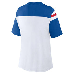 New York Giants Women's Cheer Chant Fashion Crop Top - White/Royal Tops
