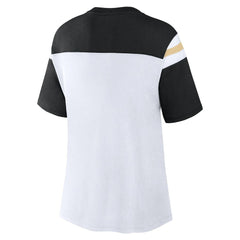 New Orleans Saints Women's Cheer Chant Fashion Crop Top - White/Black Tops
