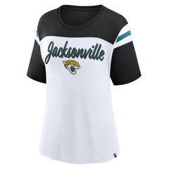 Jacksonville Jaguars Women's Cheer Chant Fashion Crop Top - White/Black Tops