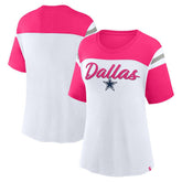Dallas Cowboys Women's Cheer Chant Fashion Crop Top - White/Pink Tops